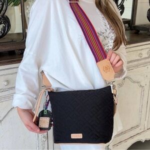 Consuela Meg Wedge Quilted Black Crossbody Hobo LNWOT